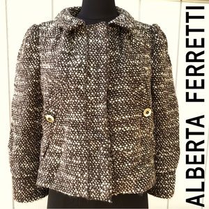 Alberta Ferretti Italy Wool Tweed Boucle Jacket